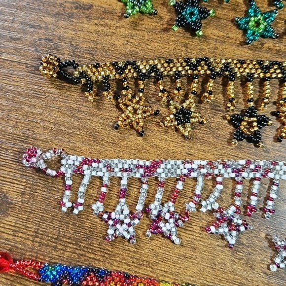 Beaded Ankle bracelets bundle of 5 - with hanging star design. - Picture 3 of 7